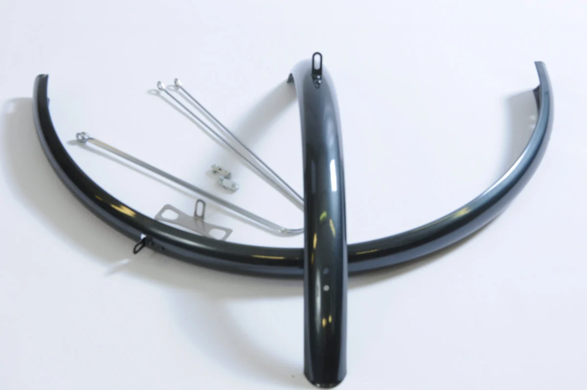 26” STEEL MUDGUARDS TRADITIONAL 70’s,80’s TYPE TOURIST BIKE 26"x 1 3-8 GUNMETAL GREY