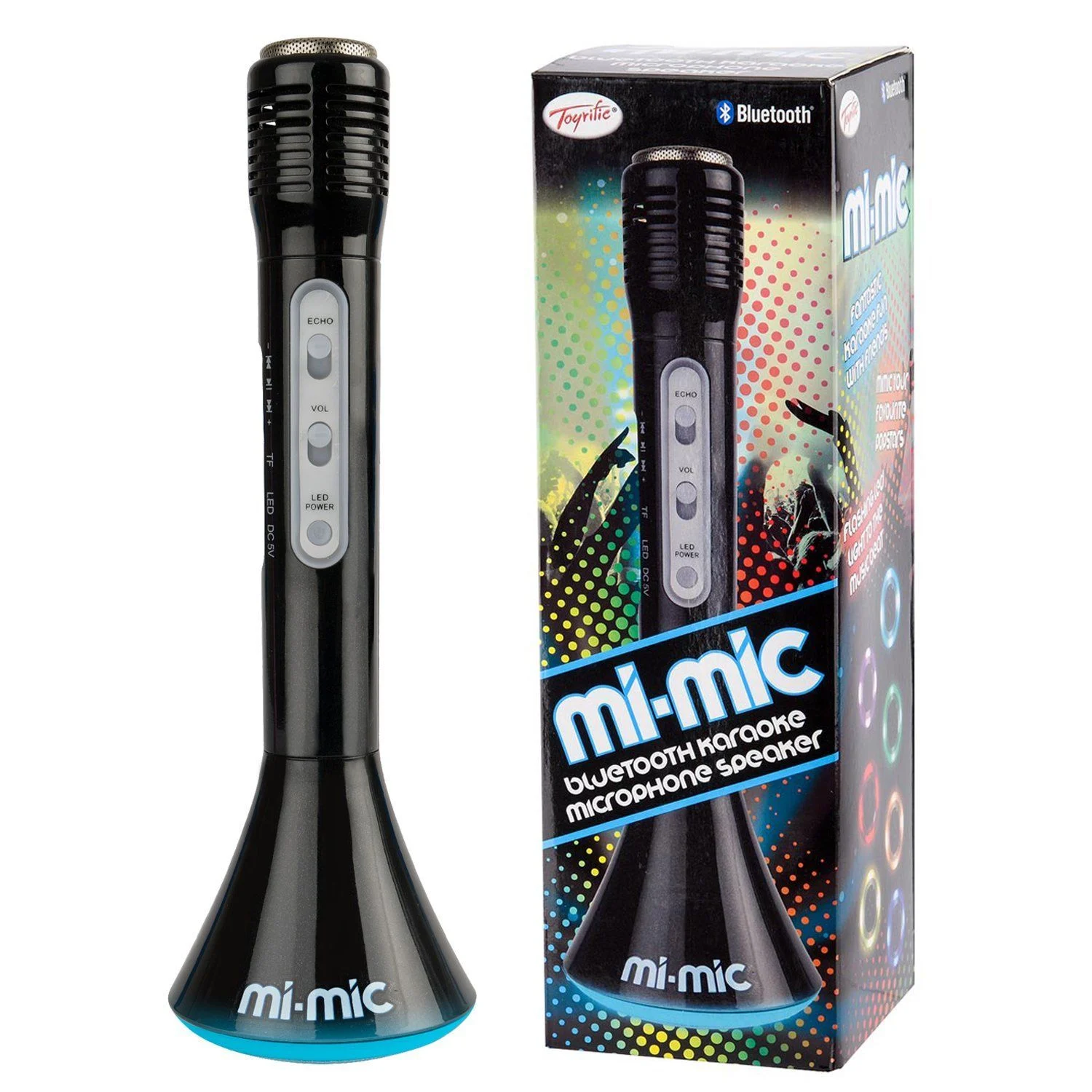 Mi-Mic Karaoke Microphone Speaker with Bluetooth and LED Lights – Black