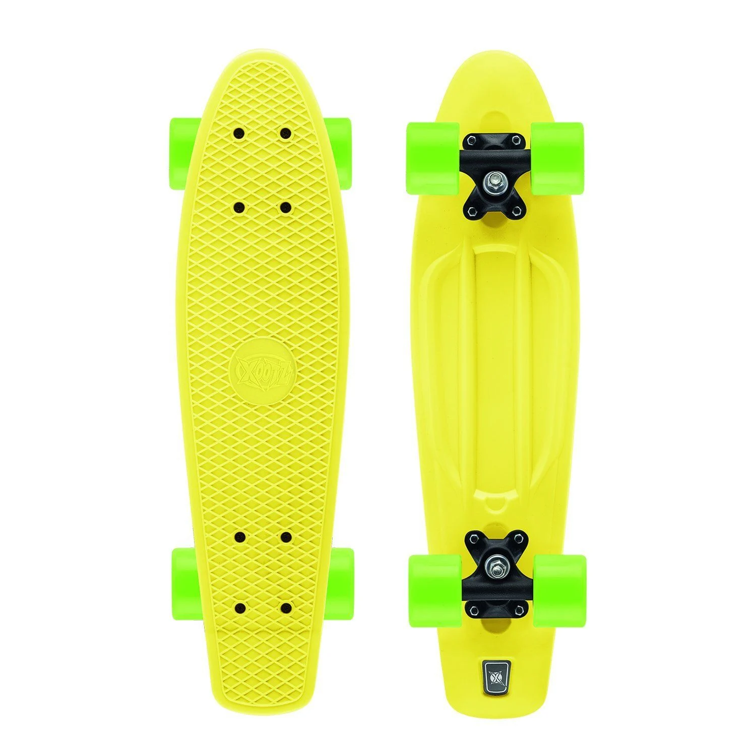 Xootz Kid’s Retro Plastic Complete Cruiser Skateboard, Yellow – 22″