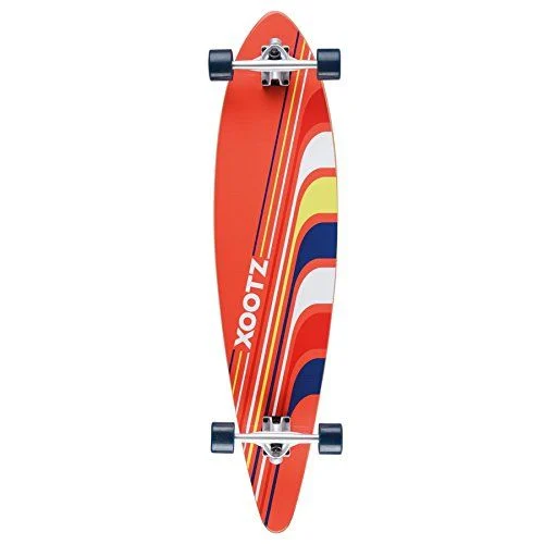 Xootz Kids Complete Pinstripe Longboard Skateboard, Orange – 40″