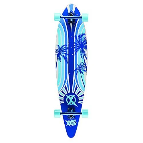 Xootz Kids Complete Island Longboard Skateboard, Blue White – 40″