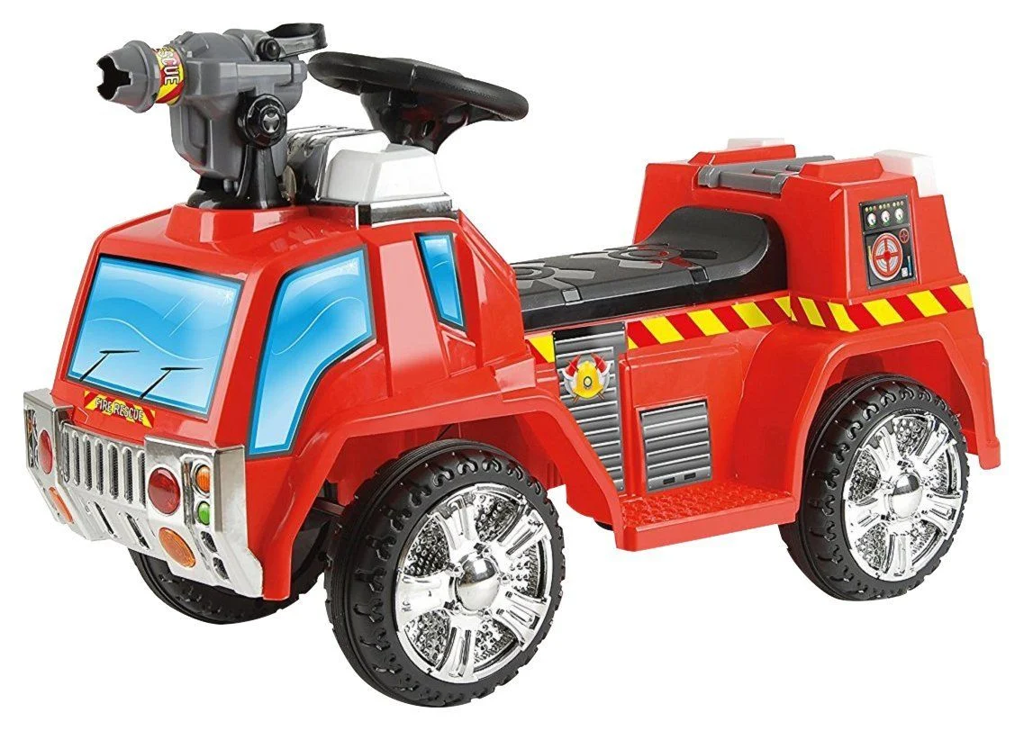 Toyrific Kids Electric Ride On Fire Engine Car with Bubble Gun, Lights and Sounds