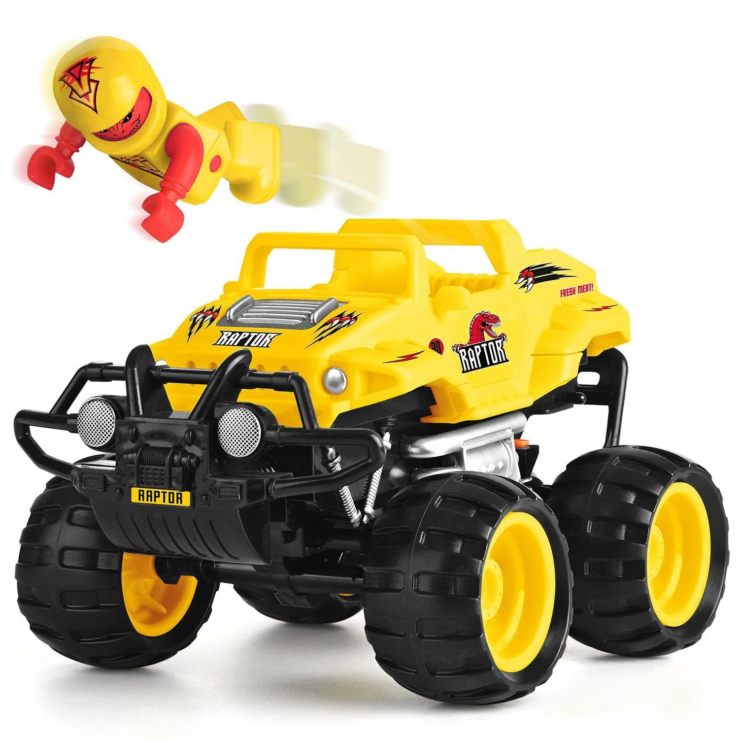 Toyrific Monster Smash Ups Rechargeable Remote Control RC Race Truck, Yellow – Raptor