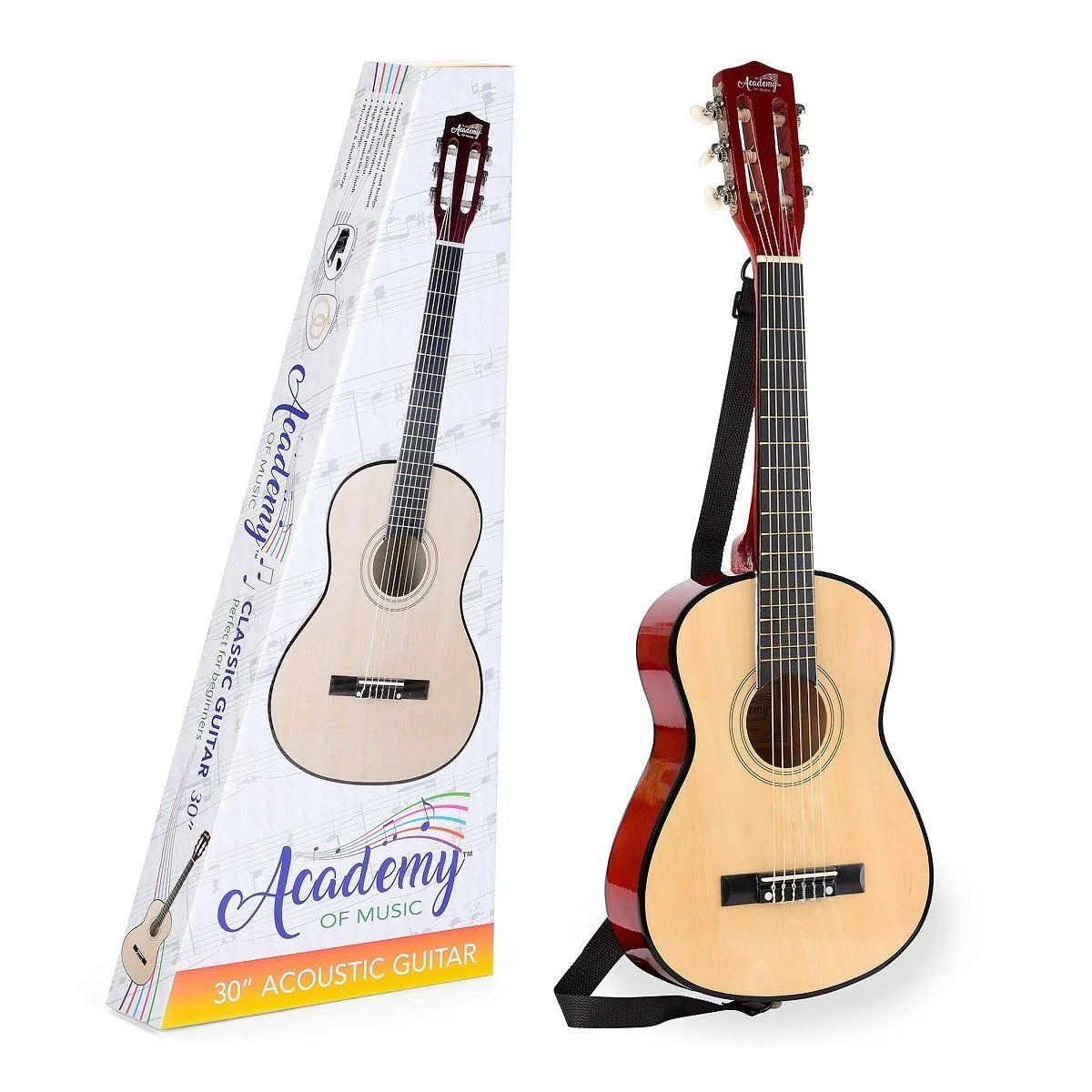 Toyrific Academy of Music Kids Acoustic Guitar with Strap and Spare Strings – 30″