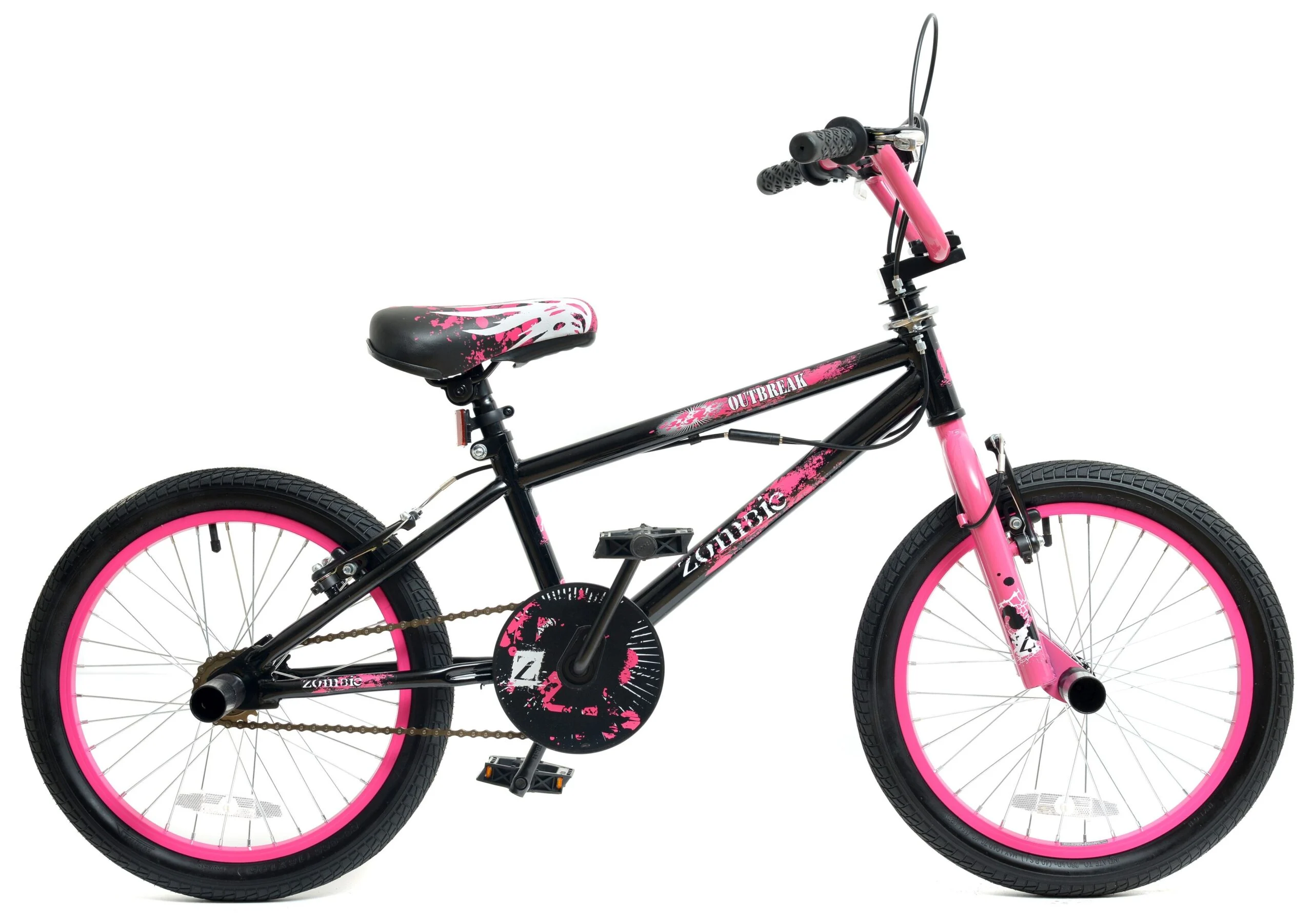 Zombie Outbreak Girls 18″ Freestyle BMX Bike Stunt Pegs Black & Pink