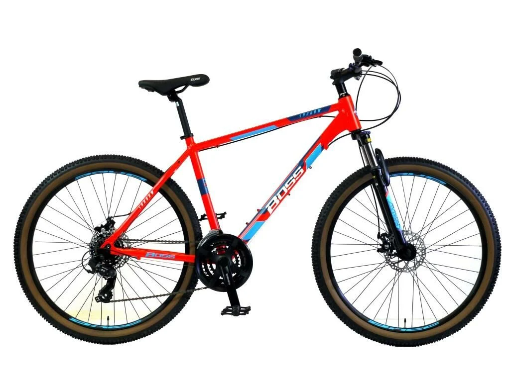 Boss Shadow Mens Hardtail Mountain Bike, 27.5″ Wheel – Orange/Blue
