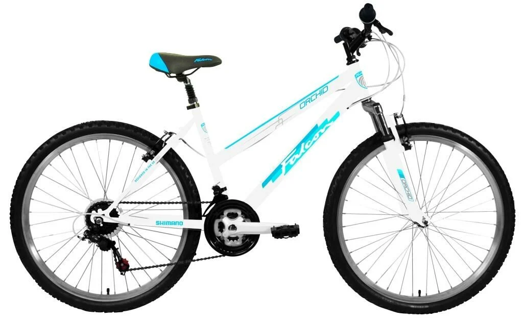 Falcon Orchid Ladies Hardtail Mountain Bike, 17″ Frame, 26″ Wheel – White/Blue