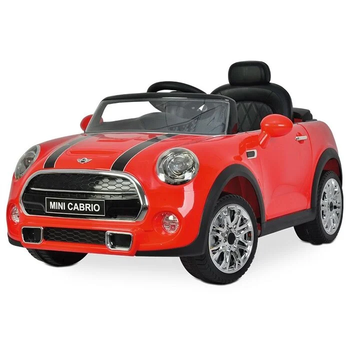 Mini Cabrio Kids Convertible Electric Ride On Car with LED Headlights – Red