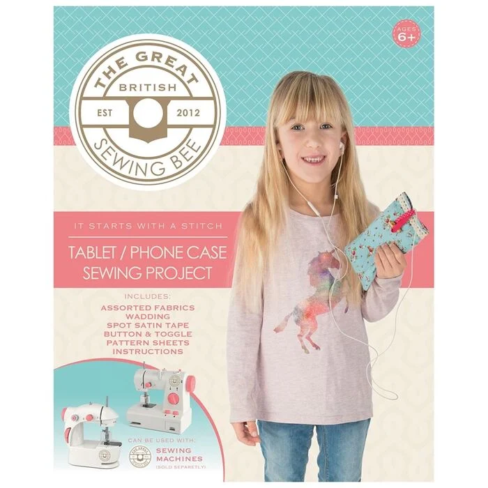 Great British Sewing Bee – Phone/Tablet Case Kit, Kids DIY Educational Toy Crafts Kit