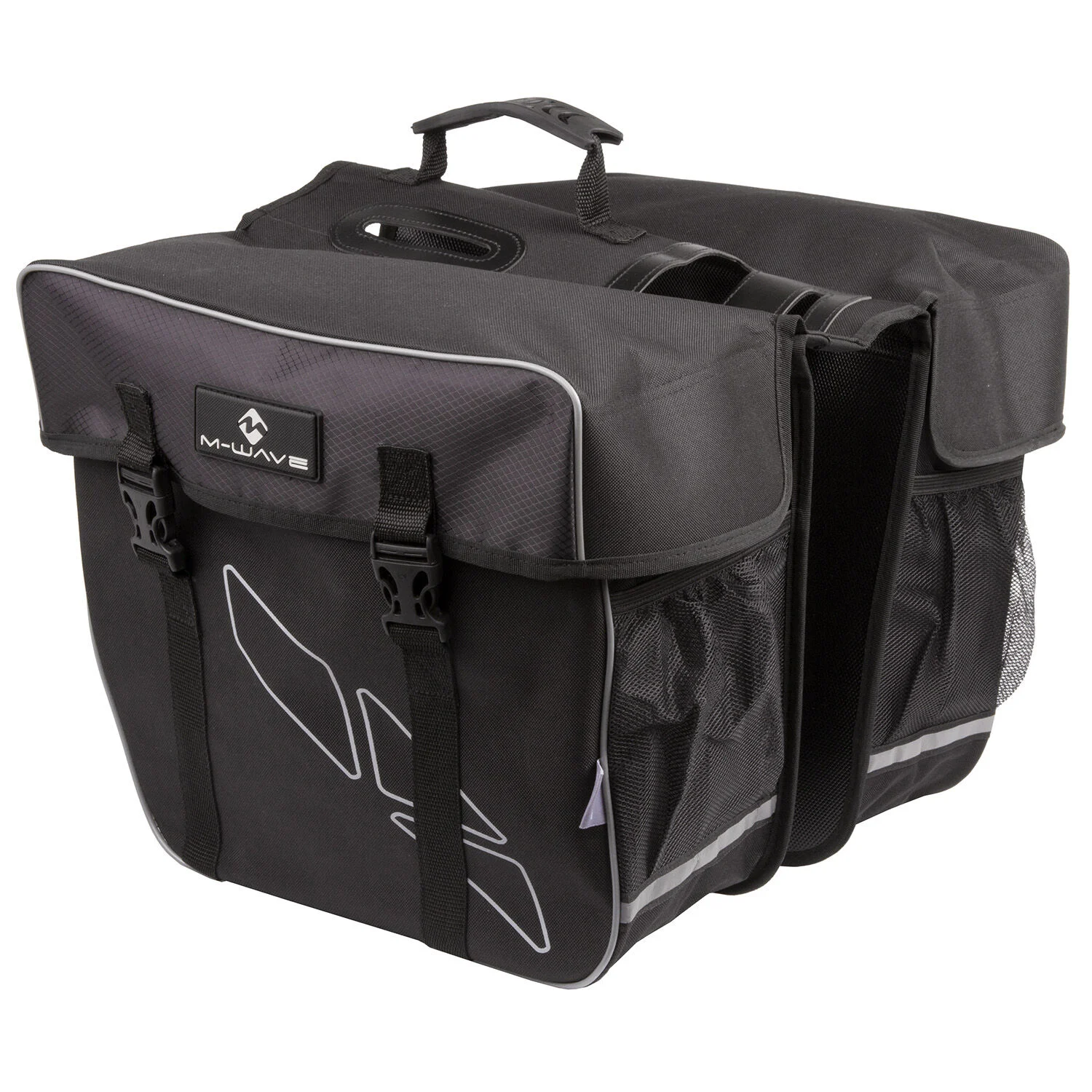 M-Wave Amsterdam Double Pannier Bag – Black/Reflective