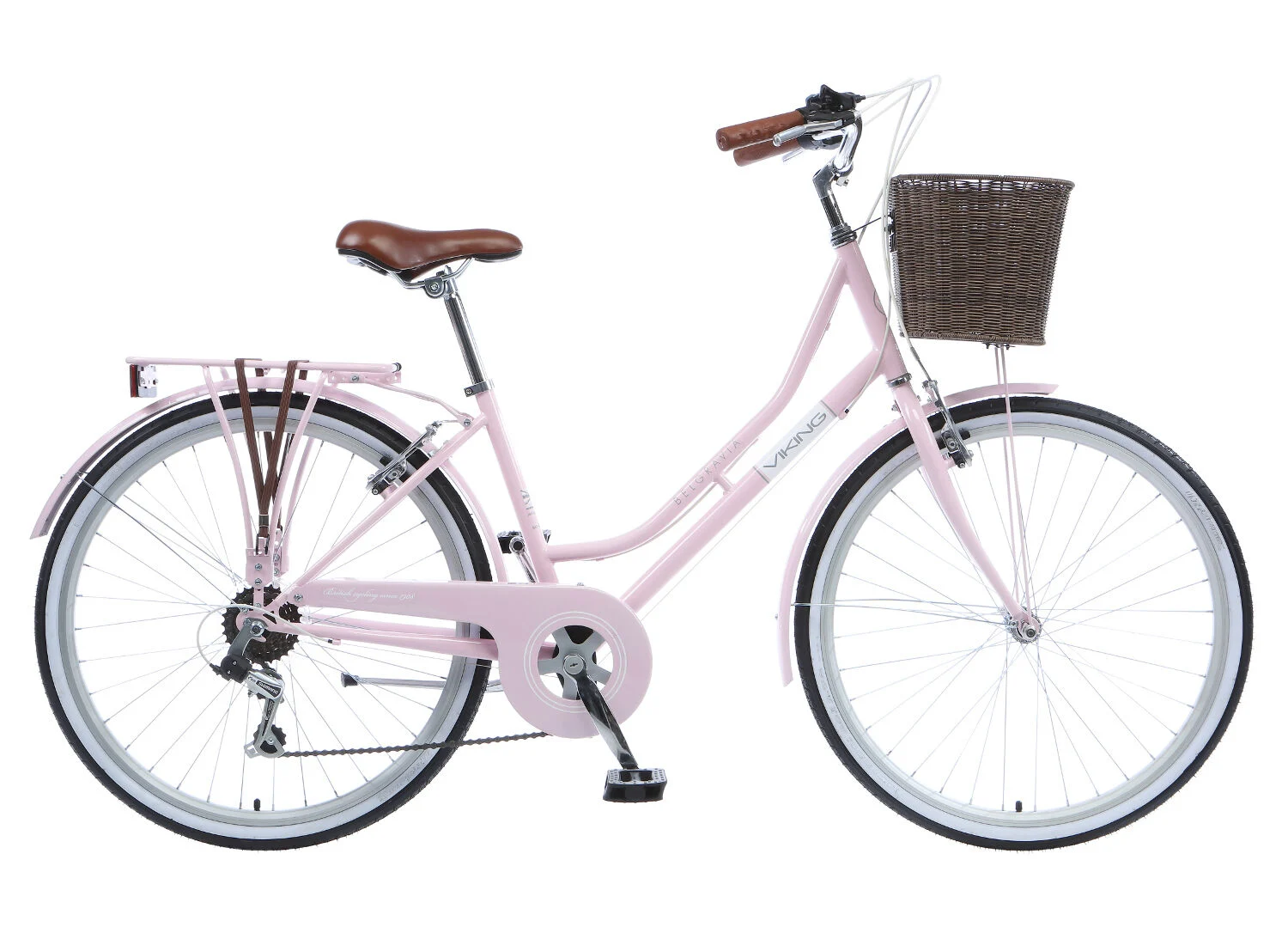 Viking Belgravia Ladies Traditional Heritage Bicycle, 26″ Wheel, 18″ Frame – Pale Pink