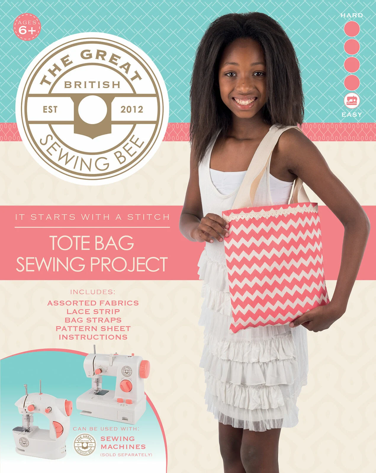 Great British Sewing Bee – Tote Bag Kit, Kids DIY Educational Toy Crafts Kit