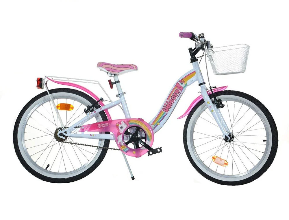 Dino Unicorn Girls Junior 20″ Heritage Dutch Style Bicycle, 10″ Frame, Single Speed – White