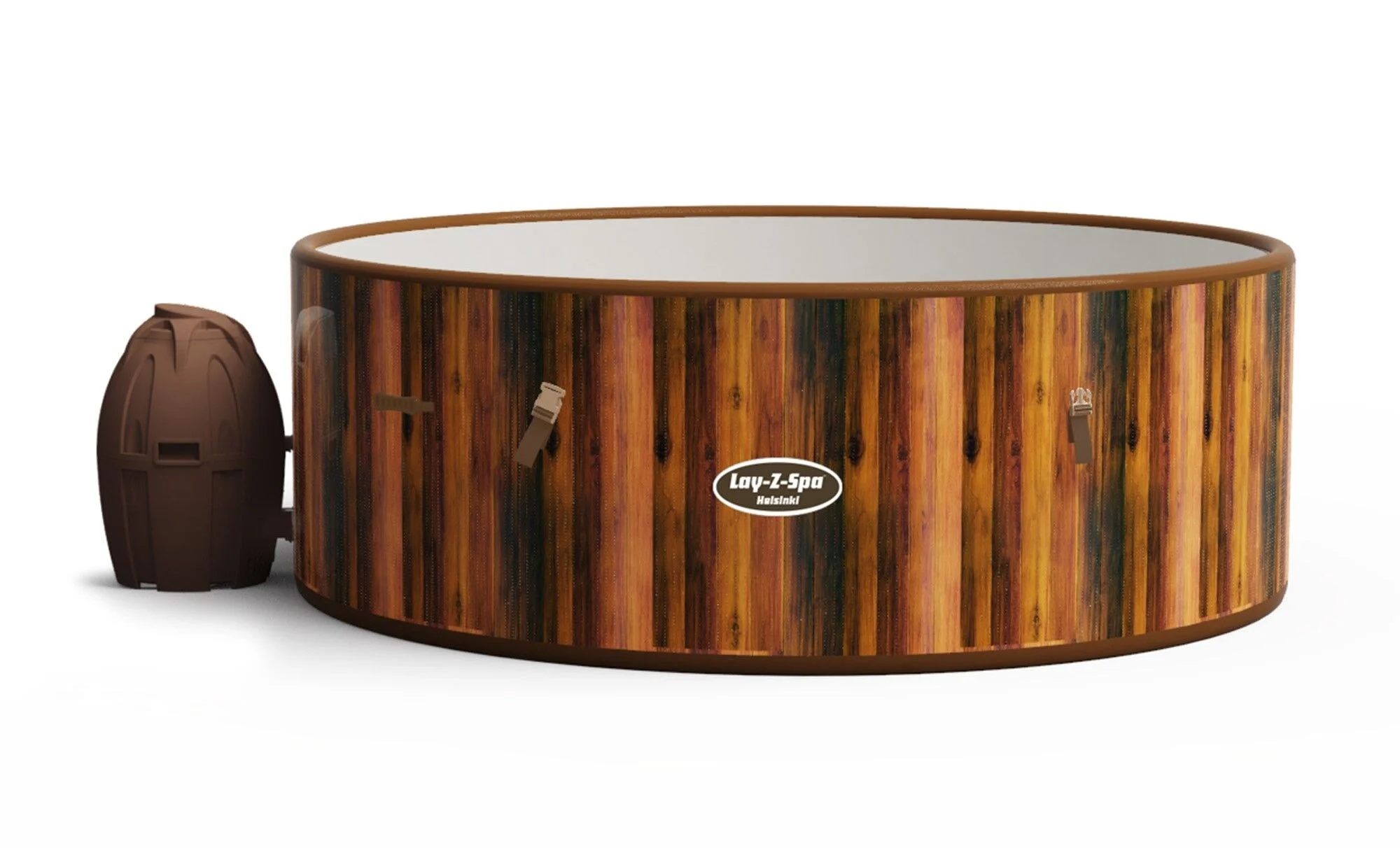 Lay-Z-Spa Helsinki AirJet Plus Outdoor Inflatable Hot Tub Jacuzzi – Wood Vinyl