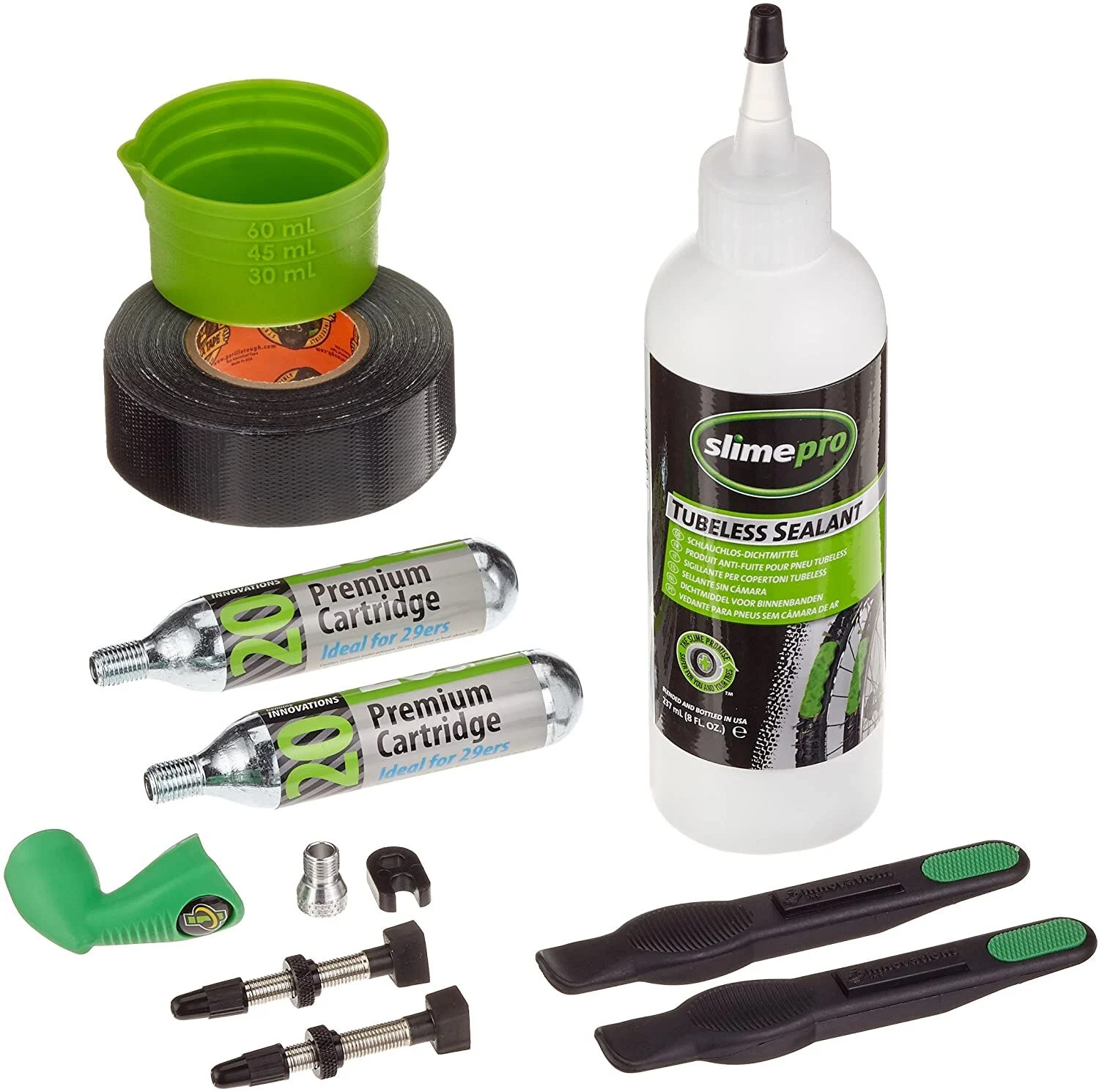 Slime Pro 8oz Tubeless Bicycle Bike Rim Ready Conversion Kit with Gorilla Tape & C02 Inflator