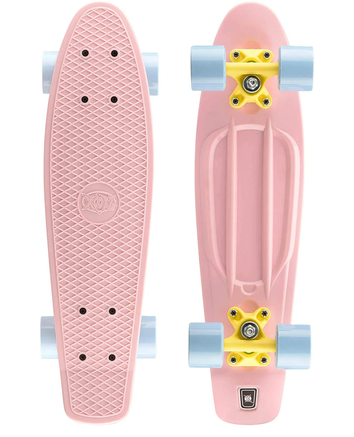Xootz Kid’s Retro Plastic Complete Cruiser Skateboard, Pastel Pink – 22″