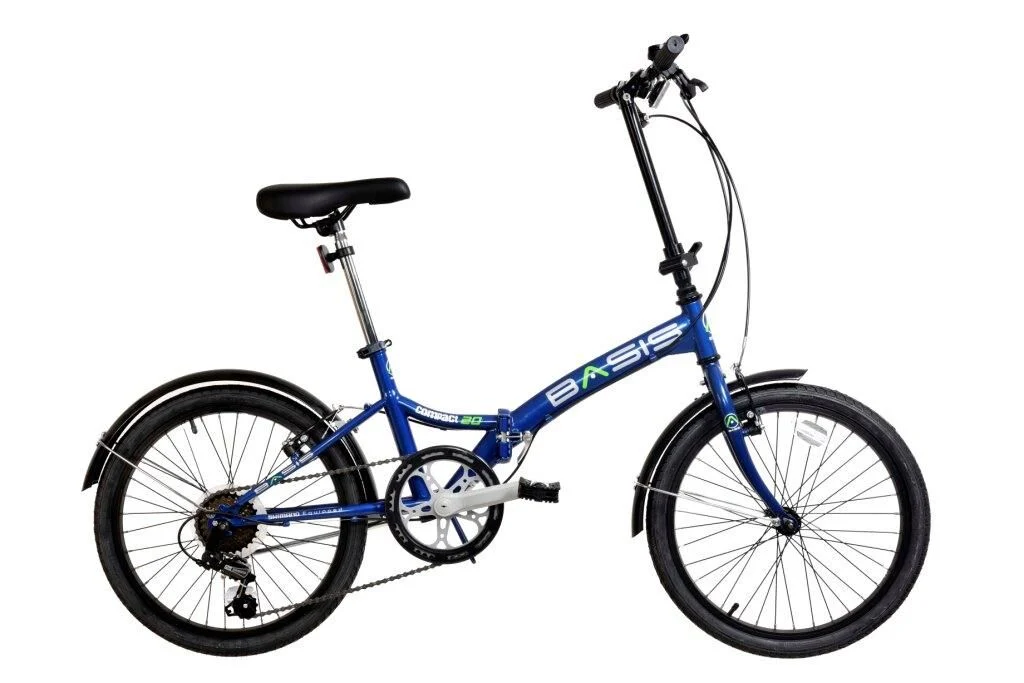 Basis Compact Folding Commuter Bicycle, 20″ Wheel, 6 Speed – Metallic Royal Blue