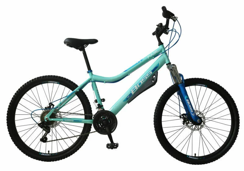 Boss Pulse Ladies Hardtail Mountain Bike 2021, 16″ Frame, 26″ Wheel – Mint/Blue
