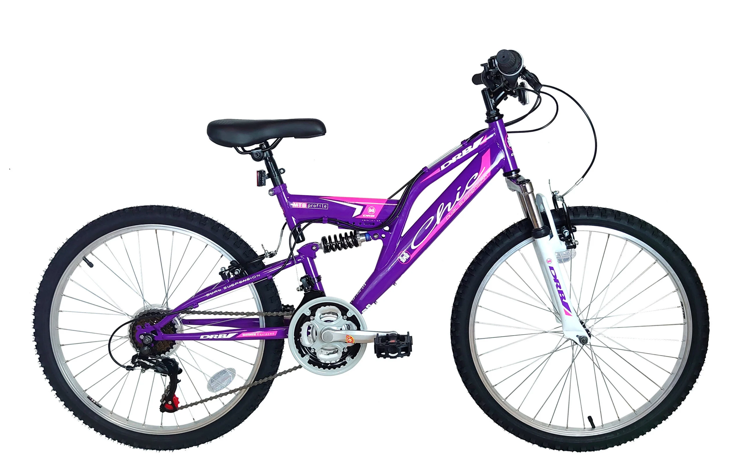 Dallingridge Chic Junior Girls Full Suspension Mountain Bike, 24″ Wheel – Purple