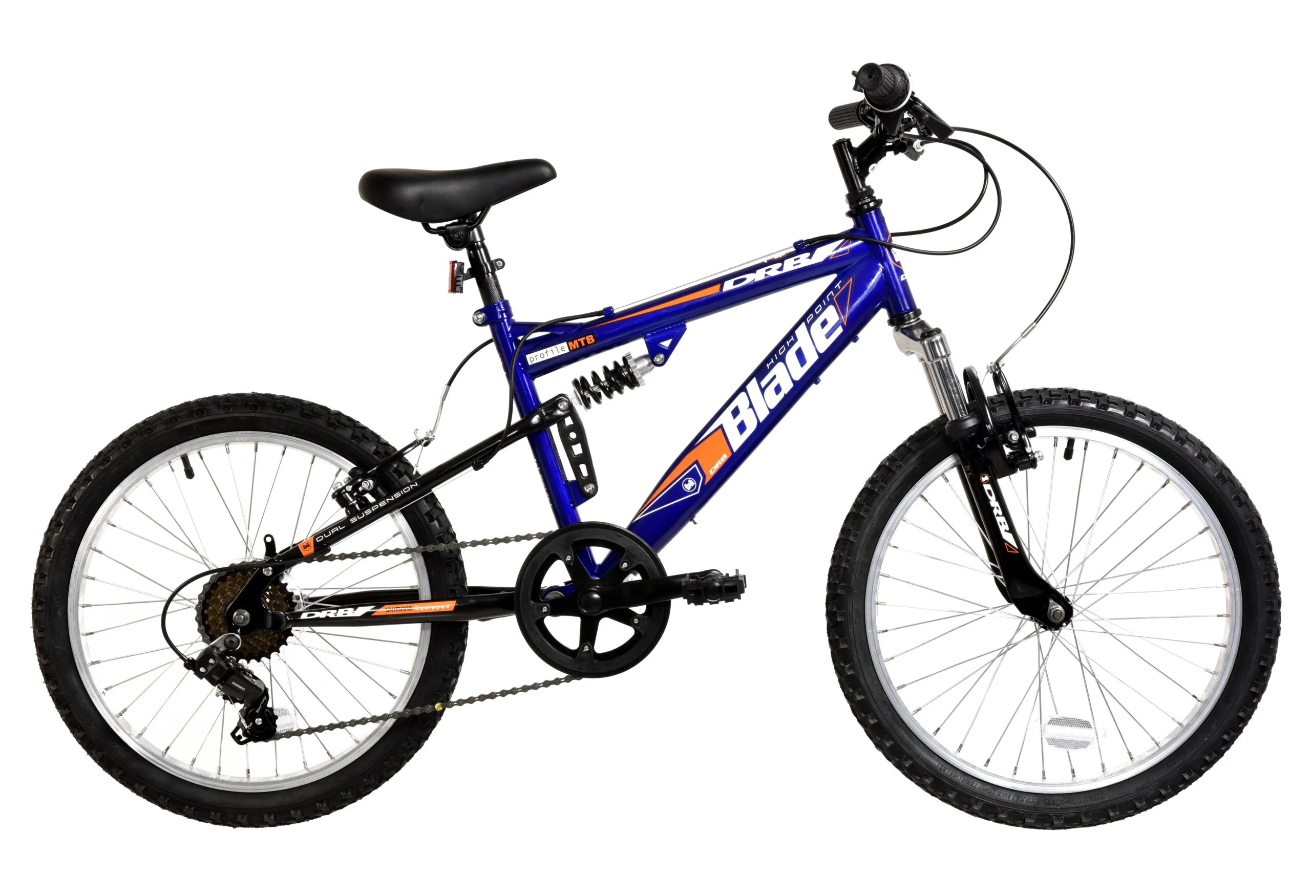 Dallingridge Blade Junior Full Sus Mountain Bike, 20″ Wheel – Metallic Royal Blue