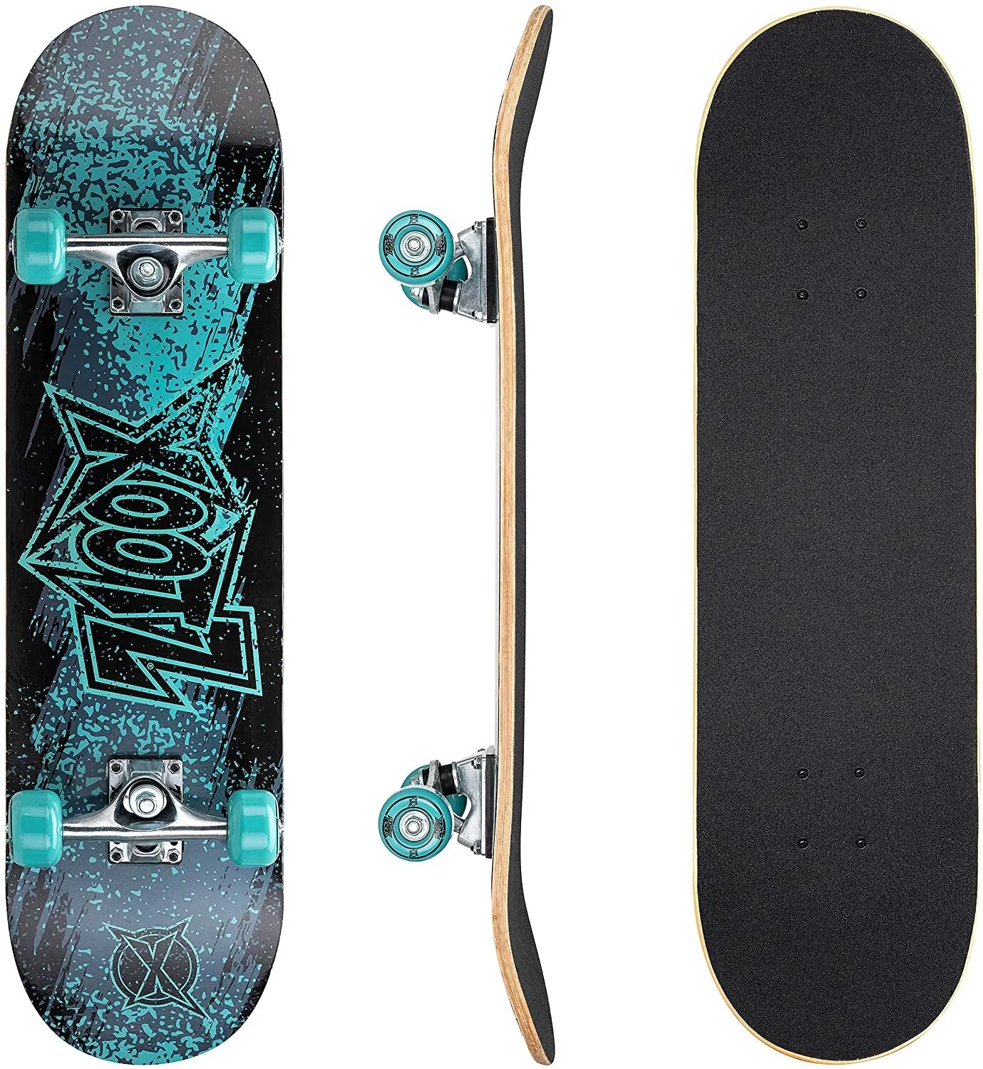 Xootz Doublekick Streak 31″ Skateboard – Black/Blue