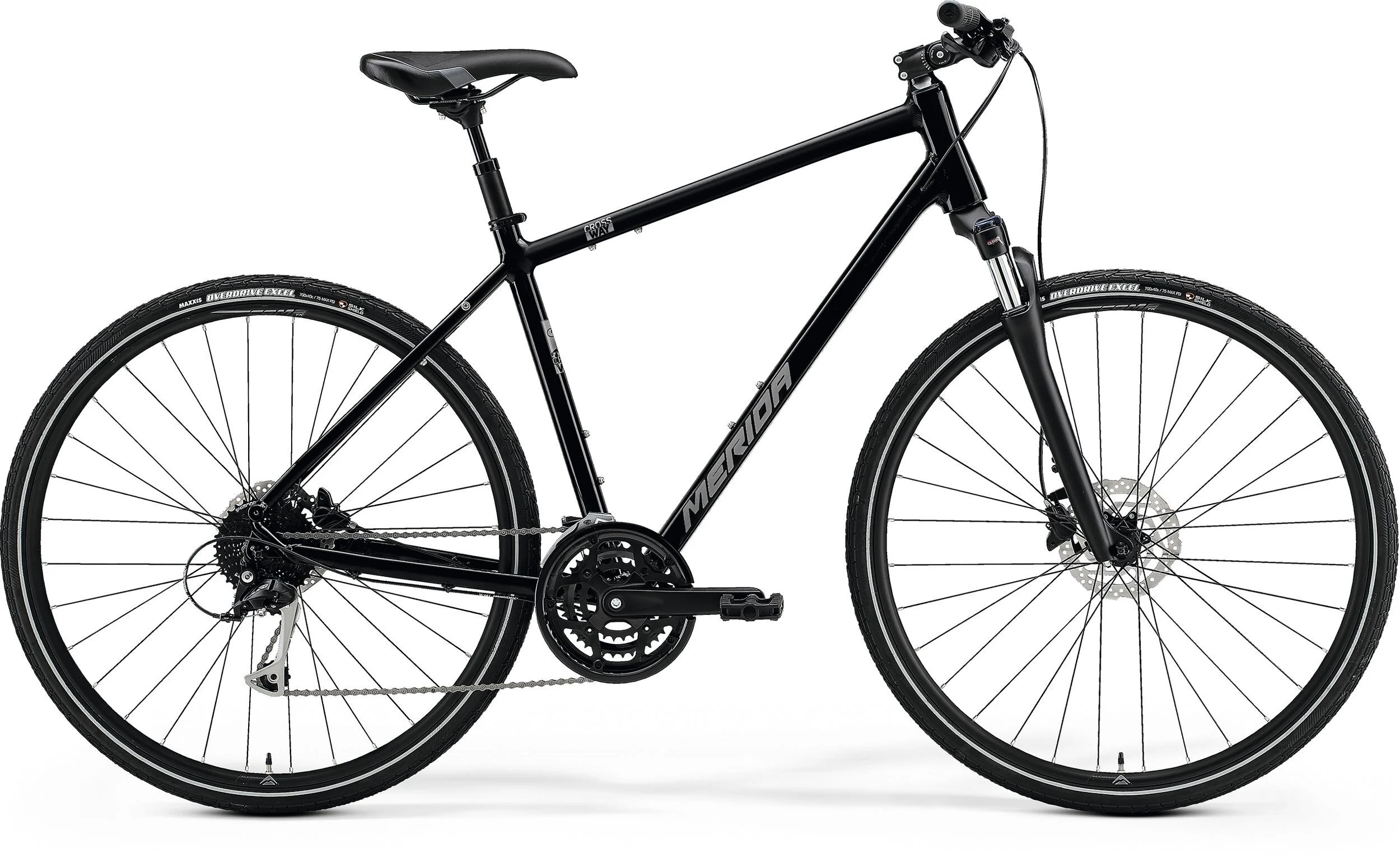 Merida Crossway 100 Hybrid Commuter Bike 2022, 700c Wheel – Gloss Black/Silver