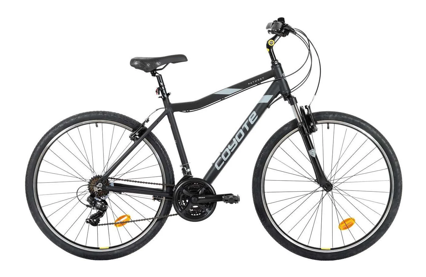 Coyote Pathway Ladies Hybrid Bicycle, 700c Wheel, 21 Speed – Satin Black