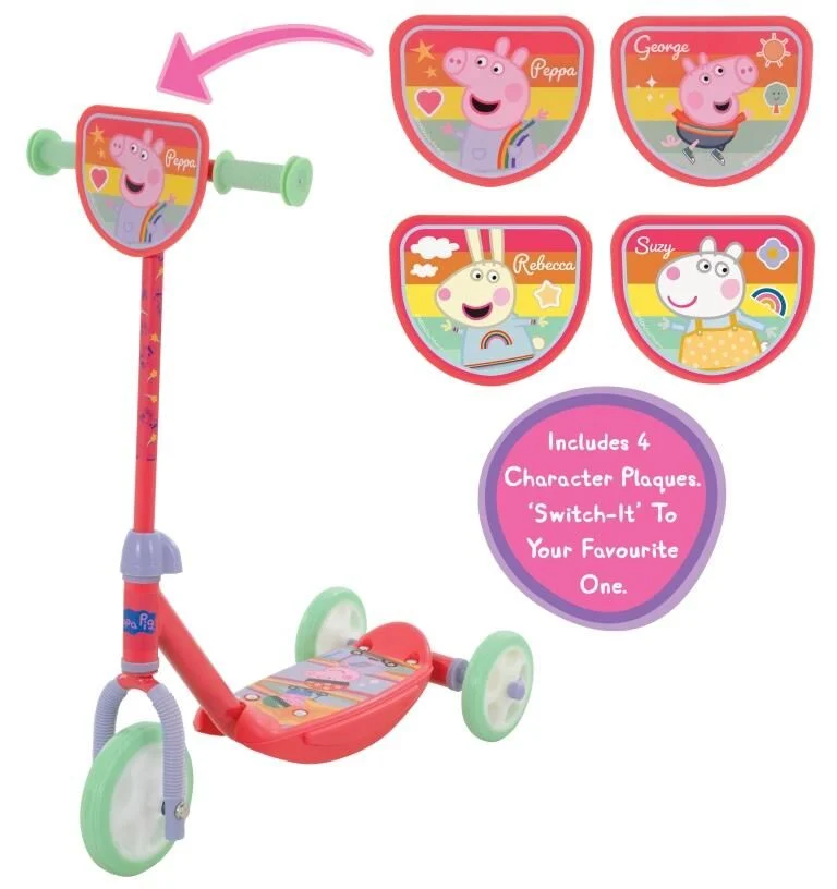 Peppa Pig Switch It Multi Character Tri Scooter – Multicoloured