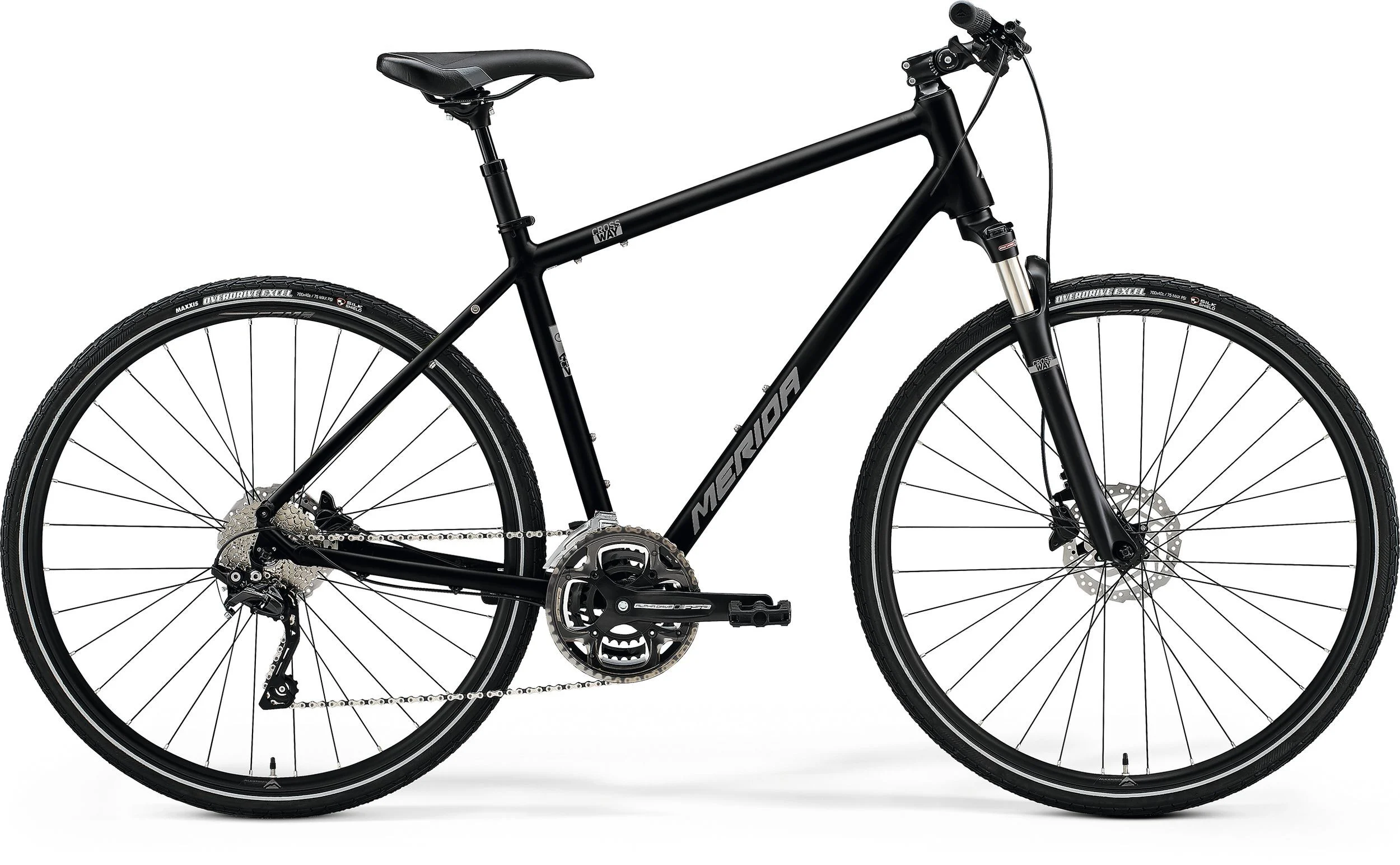 Merida Crossway 300 Hybrid Commuter Bike 2021, 700c Wheel – Gloss Black/Silver