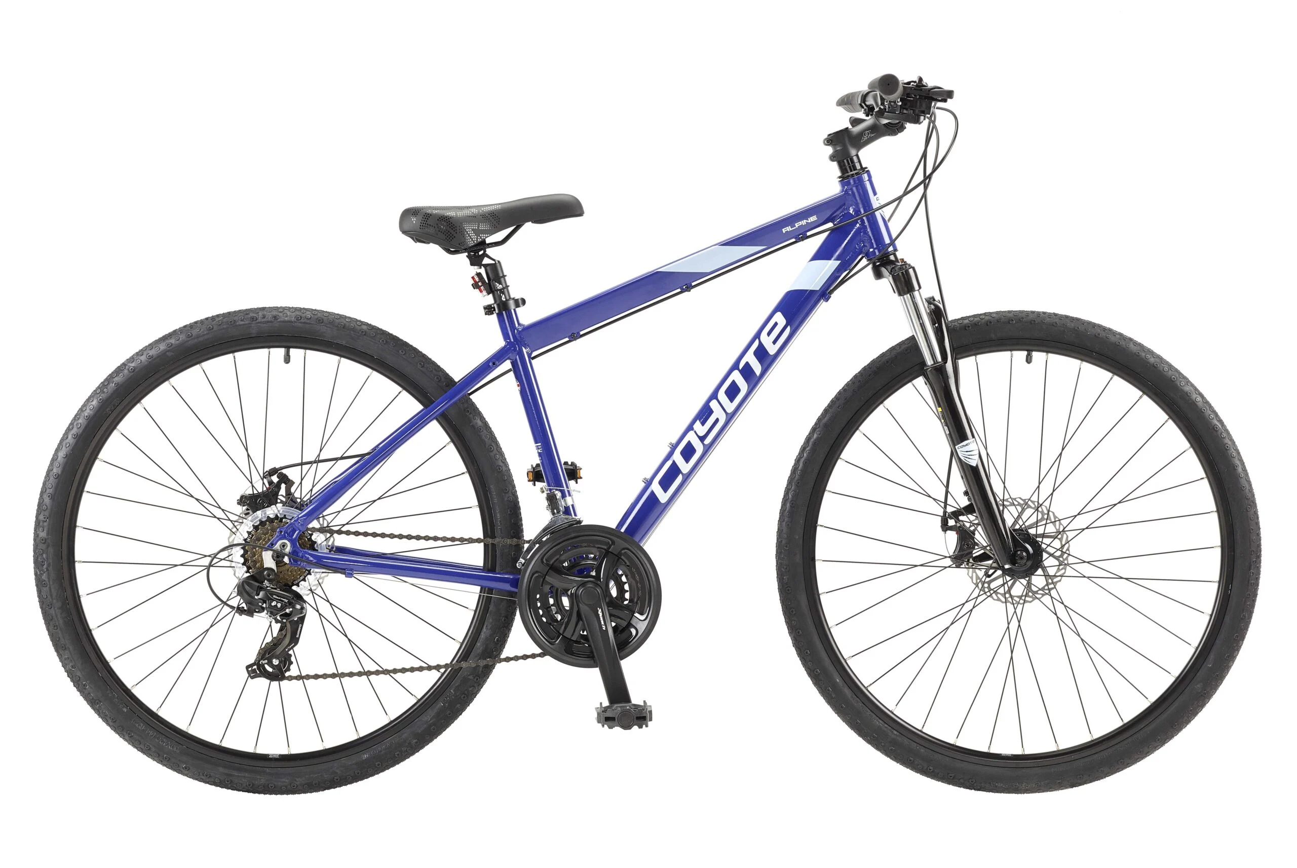 Coyote Alpine Gents Hybrid Bicycle, 700c Wheel, 21 Speed – Gloss Royal Blue