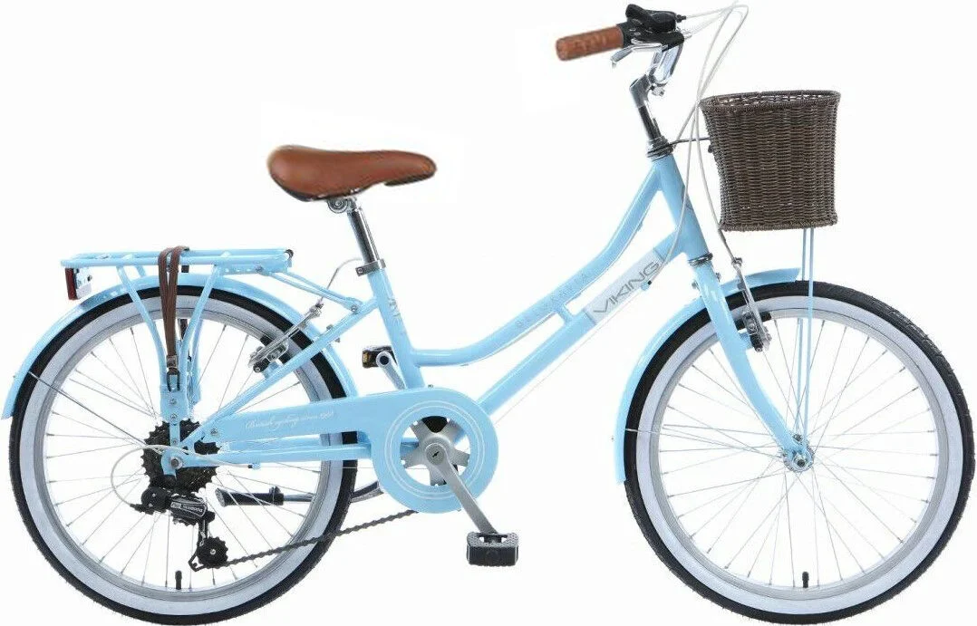 Viking Belgravia Junior Girls Traditional Heritage Bike – 20″ Wheel, 6 Speed – Blue