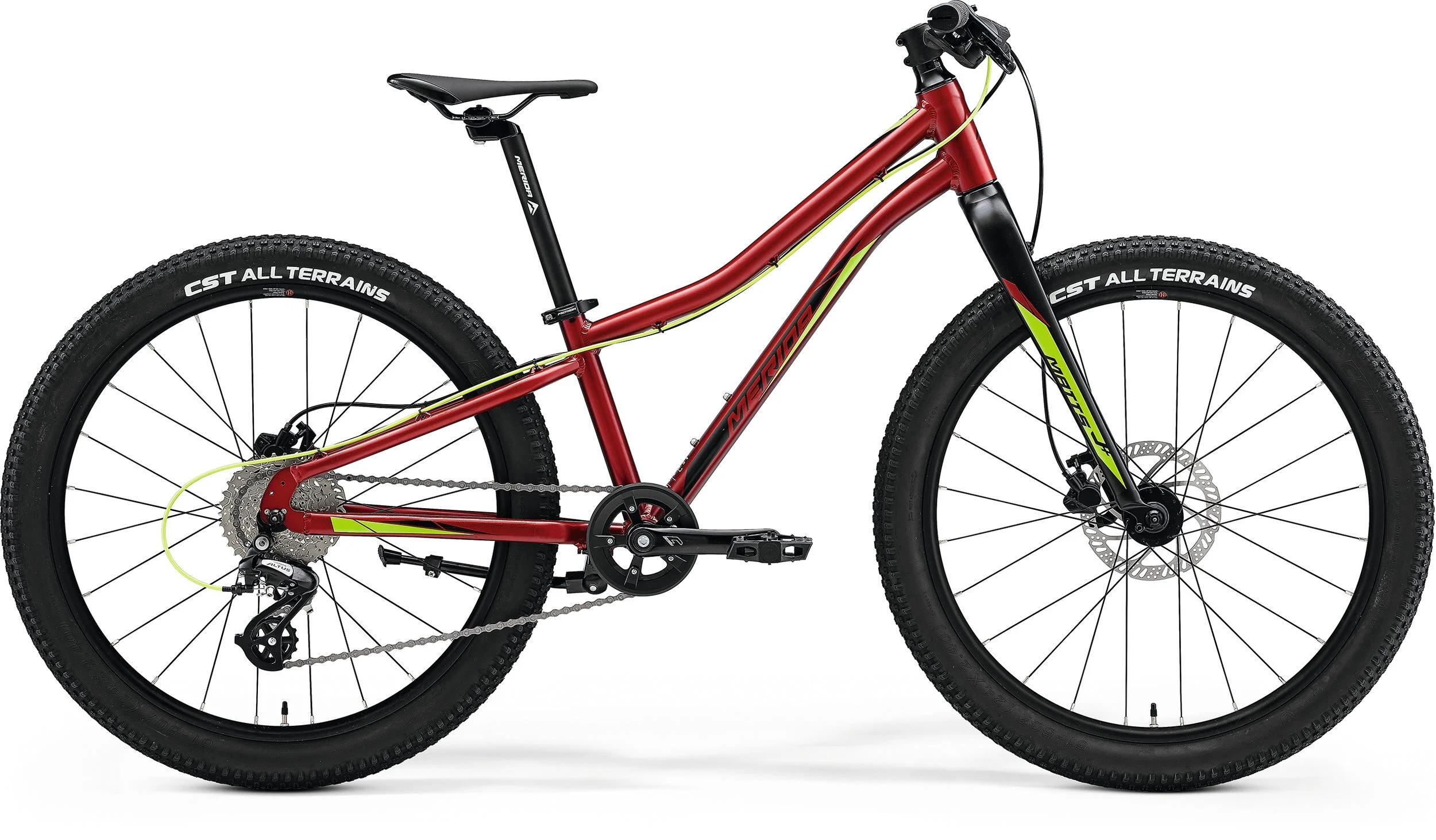 Merida Matts Jr. 24 Plus Junior Mountain Bike 2022, 24″ Wheel – Metallic Red/Lime