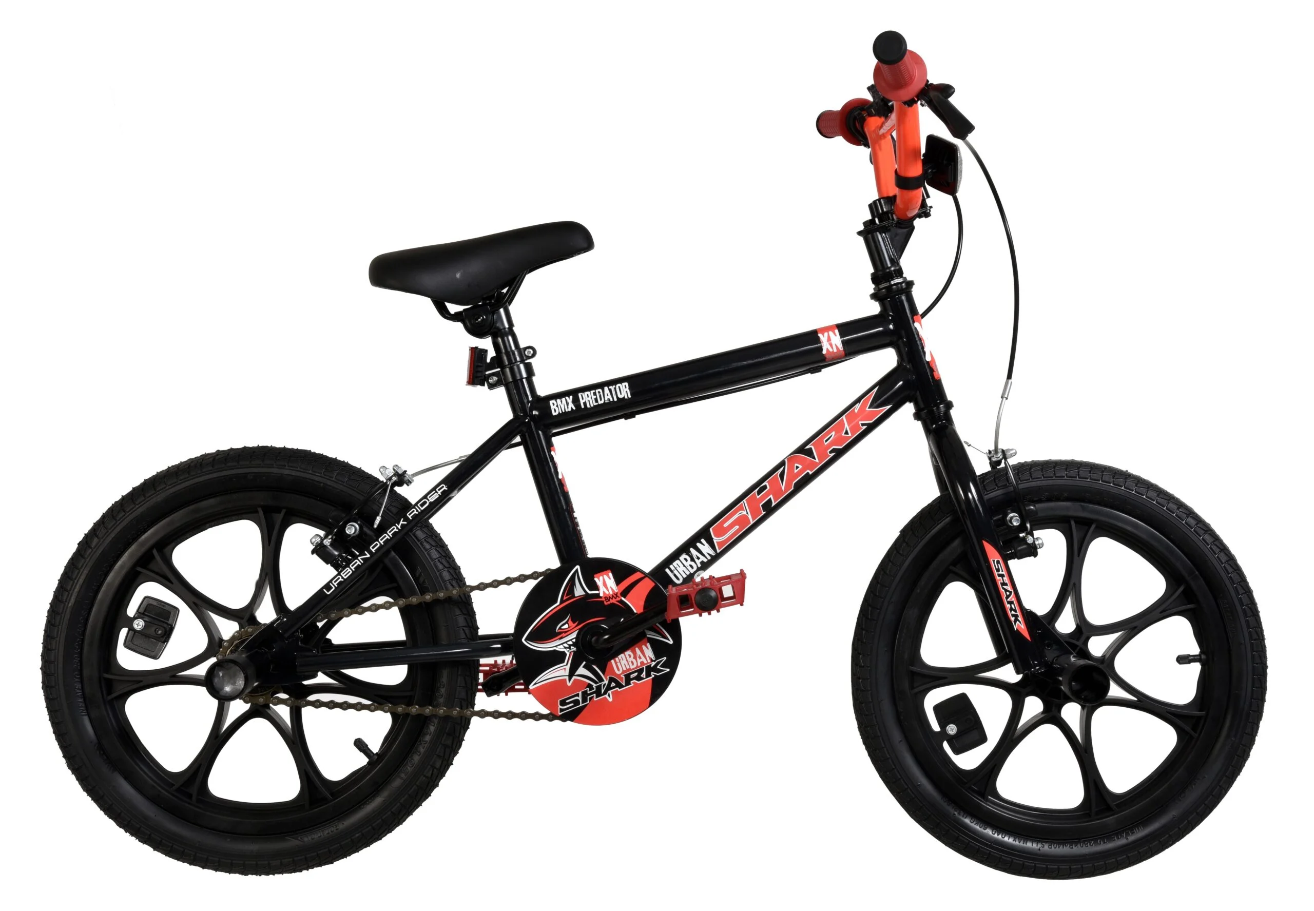 XN Urban Shark Kids 16″ BMX Bike – Gloss Black/Red
