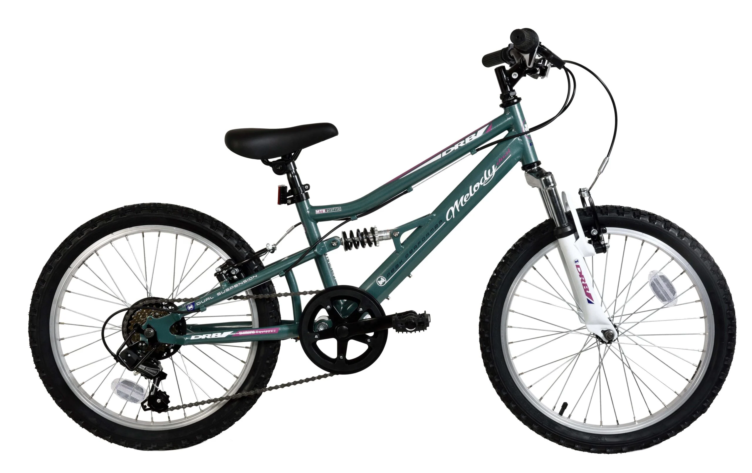 Dallingridge Melody 20″ Girls Full Suspension Mountain Bike – Metallic Teal/White