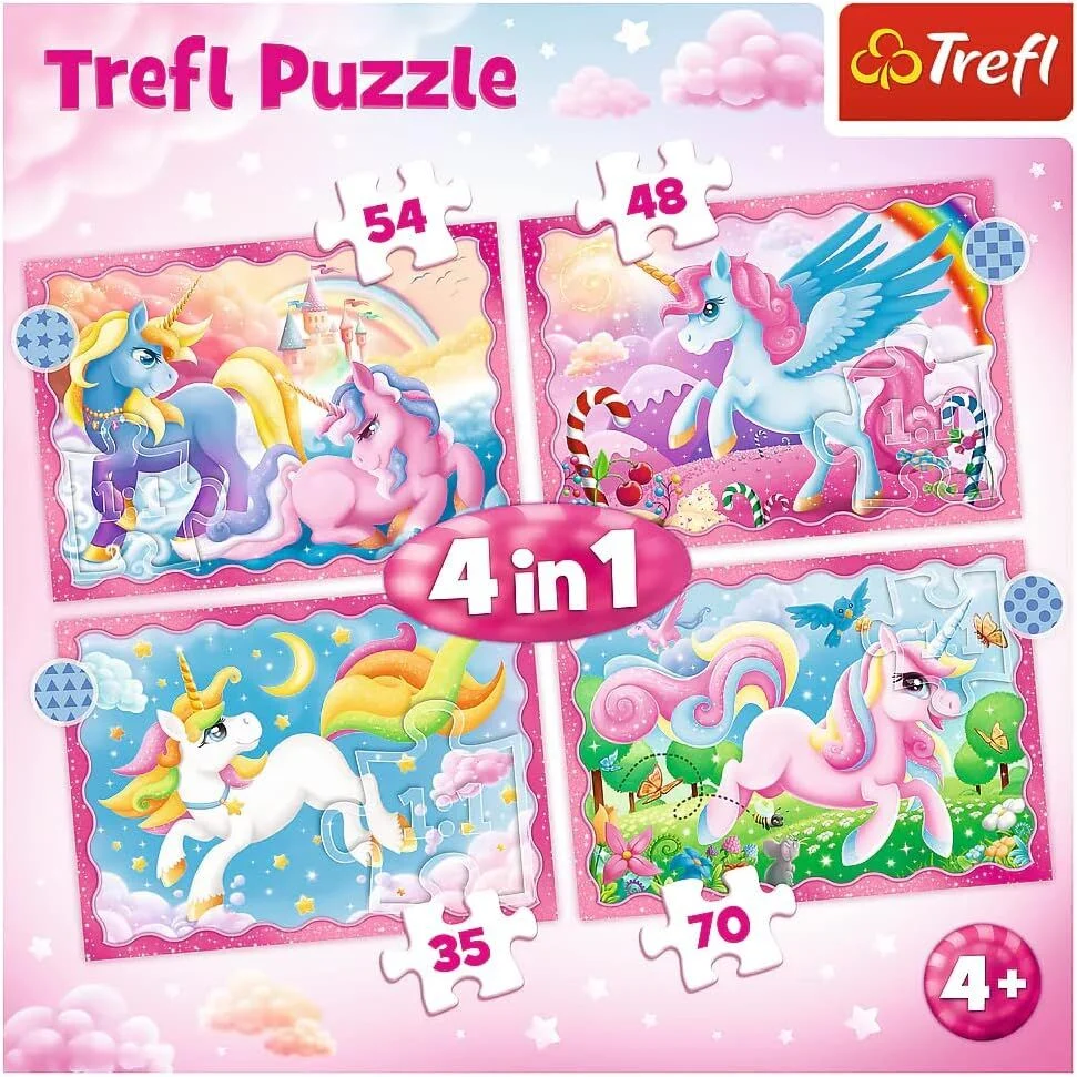 Trefl Unicorns & Magic Puzzle Kids – 4in1