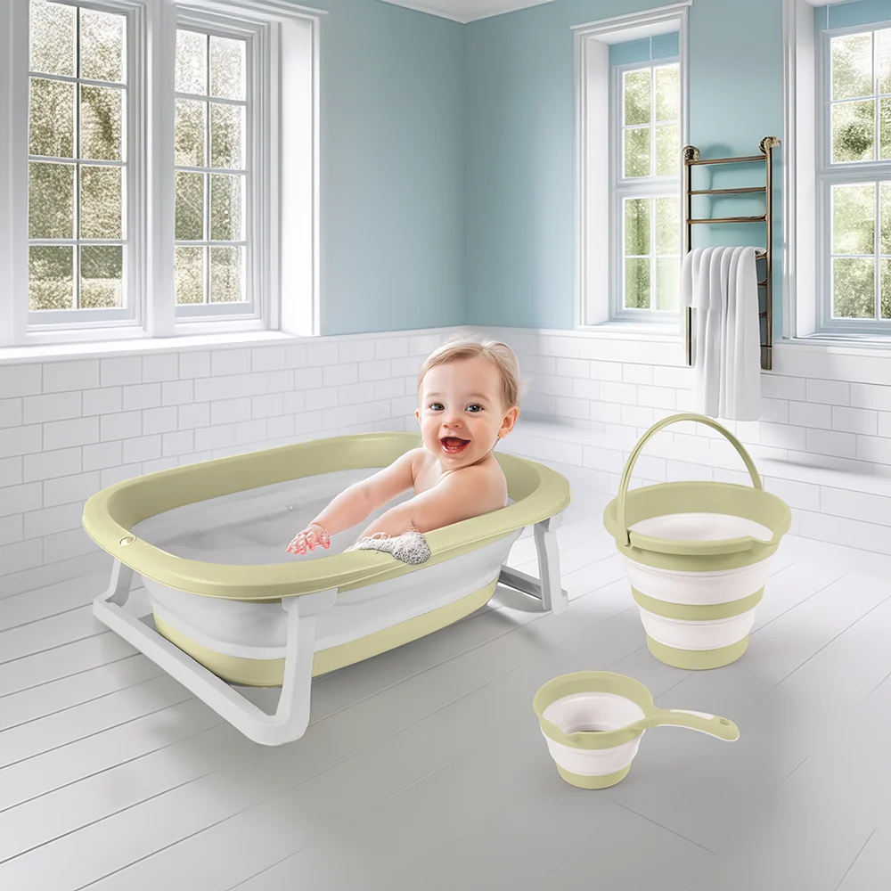 Dolu Foldable Triple Baby Bath Set – Green