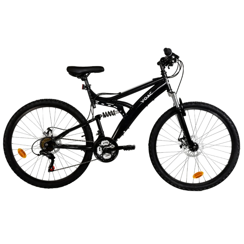 YOAC 18 Full Suspension Mountain Bike, 18 Speed – Black