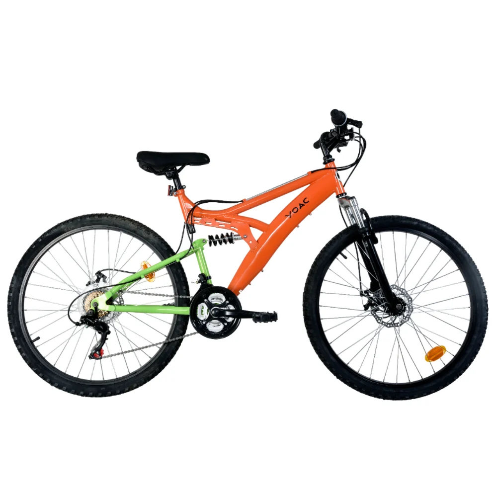 YOAC 89 Dual Suspension Mountain Bike, 18 Speed – Green/Orange