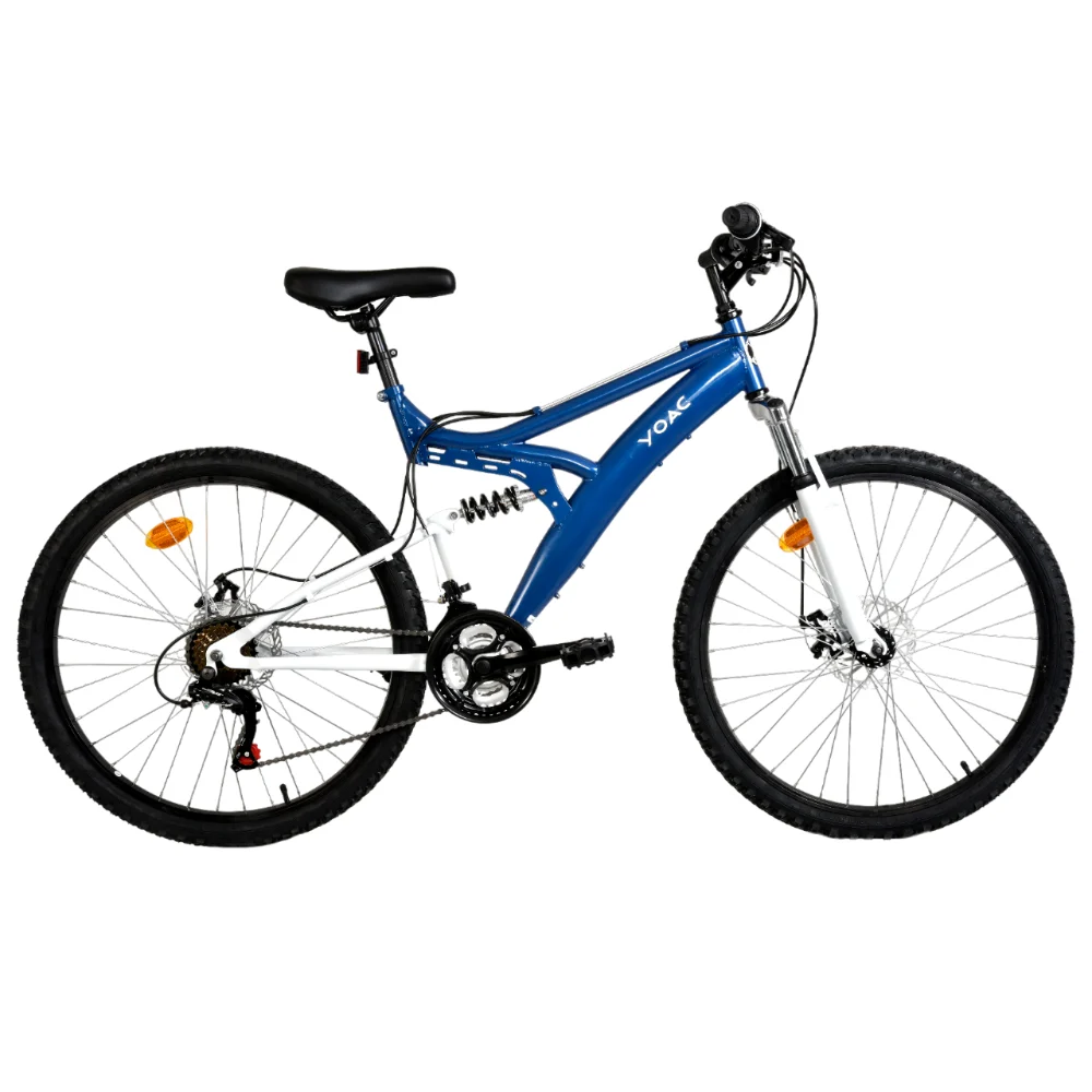 YOAC 89 Dual Suspension Mountain Bike, 18 Speed – Blue/White