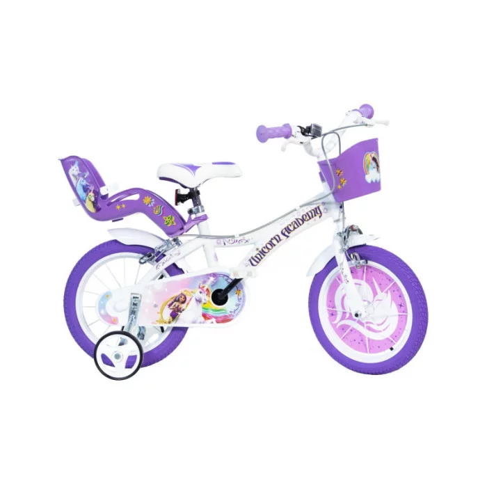 Dino Unicorn Academy 16in Kids Bike – White/Purple