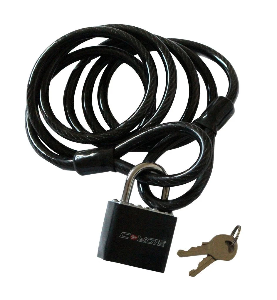 Bike Bicycle Cycle Lock 1800mm Long 8mm Thick Cable With 40mm Secure Padlock