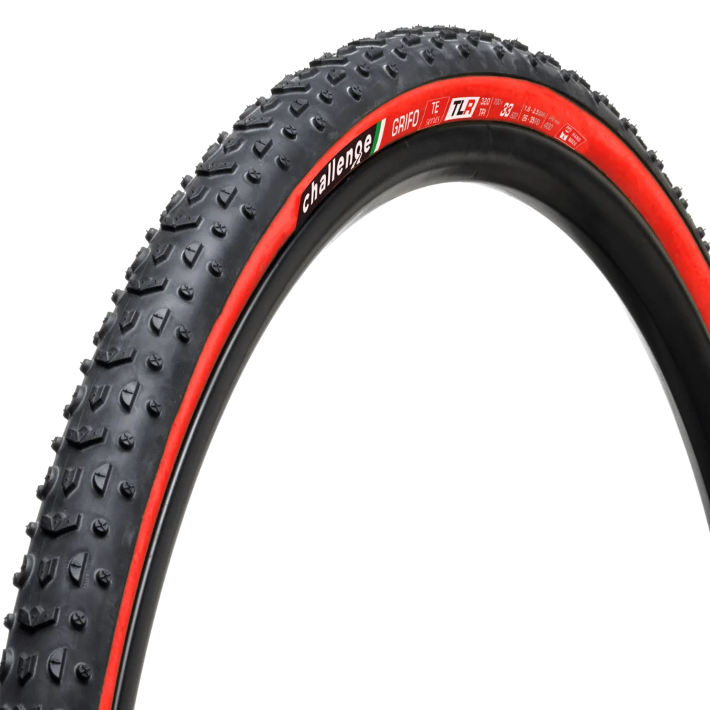 Challenge Grifo TE (Team Edition) TLR Handmade Cyclocross Tyre 700c x 33c (Black/Red)