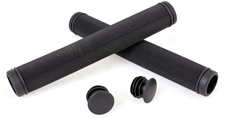 Genetic Vein Grips Krayton rubber tubes with bar end plugs and knurled grip for drop bars.