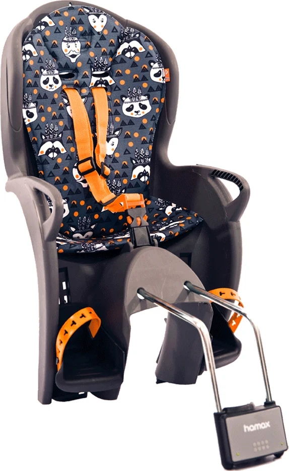 Hamax KISS CHILD BIKE SEAT GREYORANGE ANIMALS PRINT