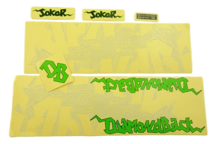 ORIGINAL DIAMOND BACK JOKER 2011 BMX GREEN CLEAR BACKGOUND DECAL TRANSFER SET FOR WHITE BIKE