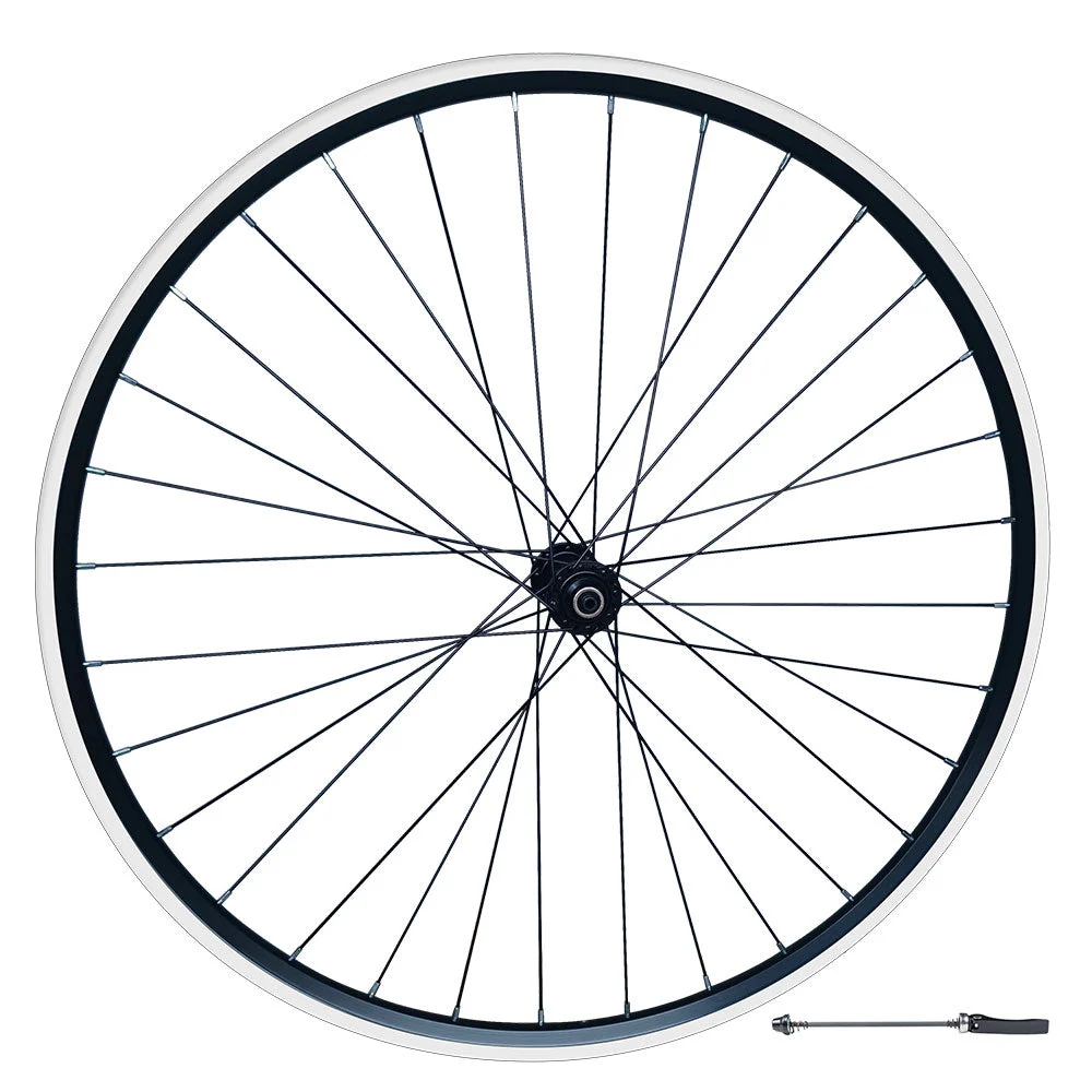 QR 700c (ETRTO 622x15) Road Racing Bike FRONT Wheel - Sealed Bearings Hub - Double Wall - 32x Black Spokes