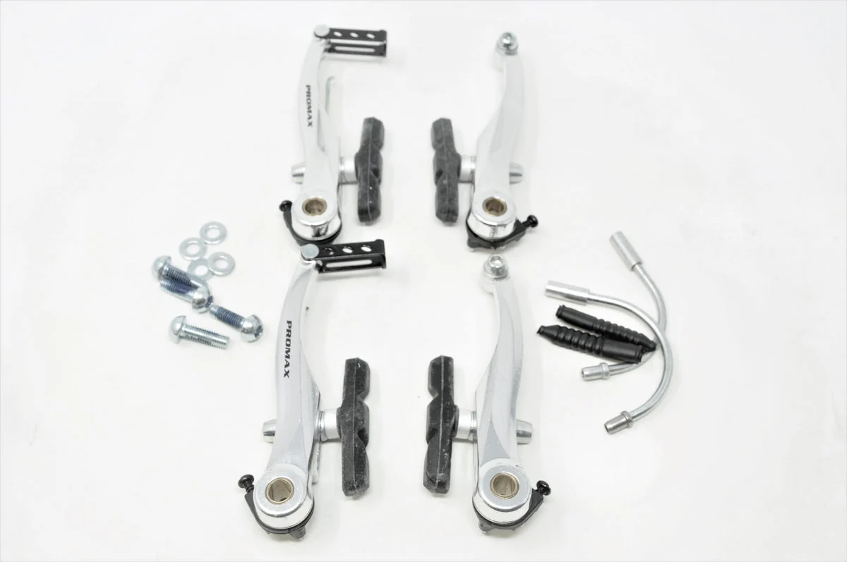 Set Promax Mountain Bike MtbAlloy V Brakes 110mm Long Arms Linear Pull Silver