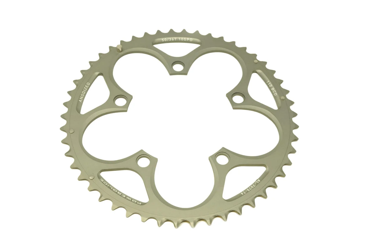 SRAM 10 SPEED ROAD BIKE POWERGLIDE CHAINRING 110BCD 50 TEETH COMPACT V45 BOLT (36T inner)