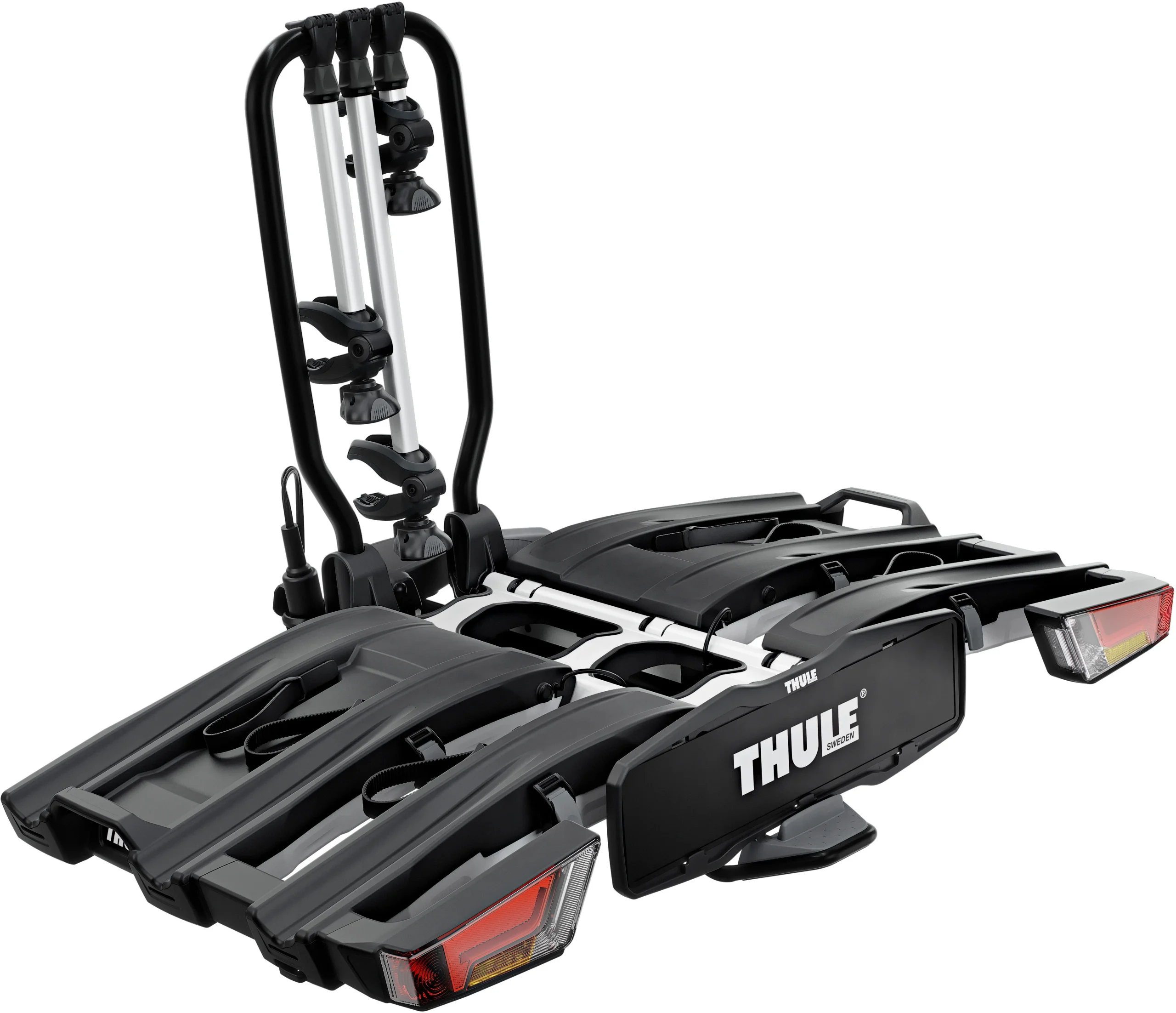Thule 934 EasyFold XT 3-bike towball carrier with AcuTight torque knobs 13-pin